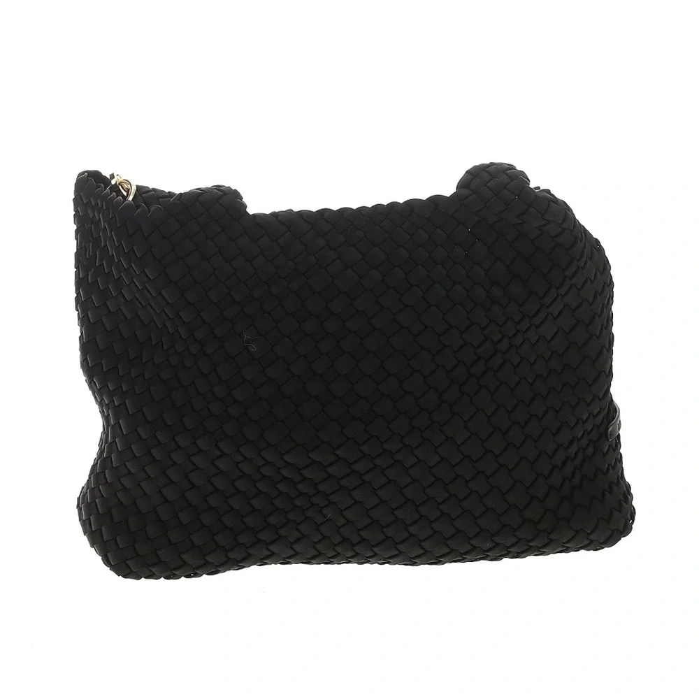 NWT Ah-dorned Black Woven tote bag with shoulder/crossbody strap - Picture 4 of 6